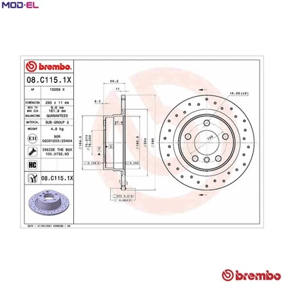 2x BRAKE DISC 08.C115.1X FOR BMW B37D15A B38B15A 1.5L 3cyl 1 F20 B47D20AC 2.0L - Image 1 of 4