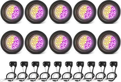 Dual Revolution 2.5" Round 13LEDs Amber Clearance Side Marker Lights to Purple A - Image 1 of 4