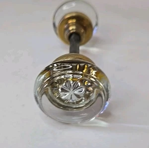 Antique Crystal Ball Glass Doorknobs Clear with Original Bezels - Picture 1 of 3