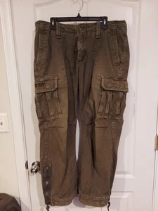 Vintage Abercrombie And Fitch Military Paratrooper Green  Baggy Cargo Pants Lrg - Picture 1 of 9