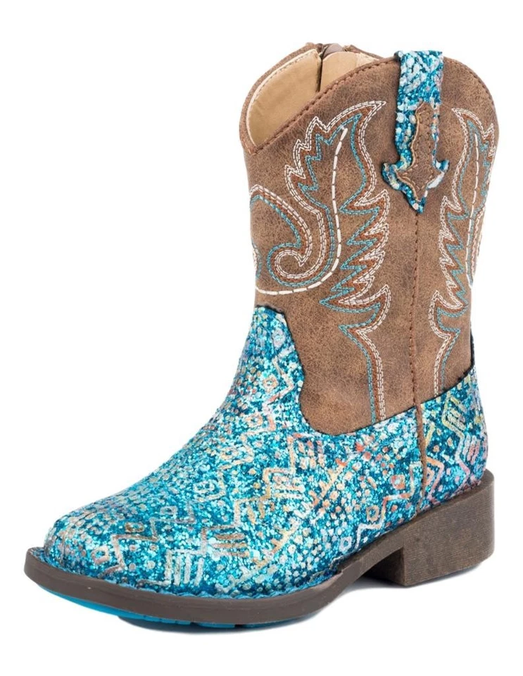 Roper Western Boots Girls Zip Glitter Blue 09-017-1225-2063 BU - Image 1 of 1