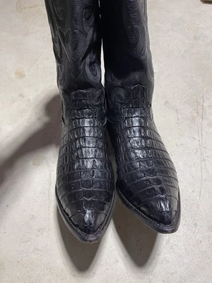 Vintage Tony Lama CZ1006 Hornback Caiman Cowboy Boots Mens 9D  Black Alligator - Image 1 of 4