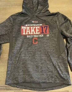 Cleveland Indians Sweatshirt Hoodie Mens Medium Heather Grey 2017 Playoffs - Picture 1 of 5