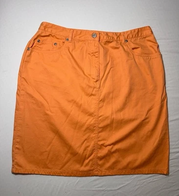STATEMENTS 5-Pocket Front Zip 100% Cotton Skirt Women Bright Orange - Size 12 Foto 1 de 4