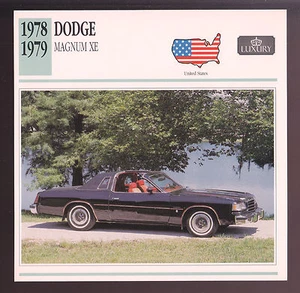 1978-1979 Dodge Magnum XE Hardtop Car Photo Spec Sheet Info Stat ATLAS CARD - Picture 1 of 1