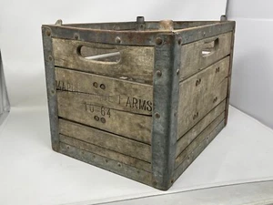 Vintage Advertising Wood Crate Box Maple Shade Farms 6 Compartment Carrier - Picture 1 of 12