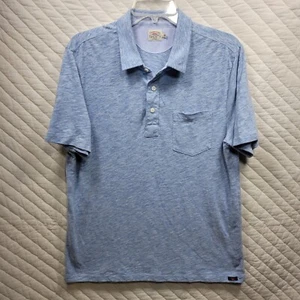 Faherty Mens Large Pima Blend Polo Shirt Short Sleeve Heathered Blue - Picture 1 of 7