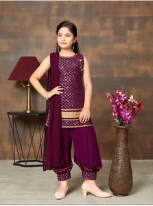 Indian Bollywood kurti kurta pant set with dupatta for kids girls kids wear - Picture 1 of 2