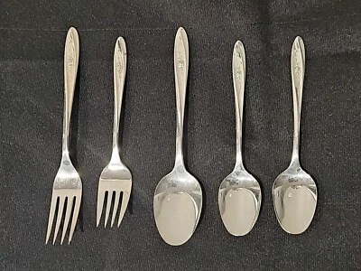 Antigua rosa enchapada en plata WM Rogers IS, 6,75" 3 cucharas 2 tenedores  Foto 1 de 4