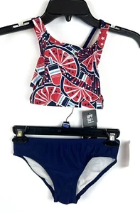 Speedo Girl’s Two Piece Red/Blue Bikini Set Size 10 - Picture 1 of 3