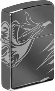 Phoenix Flames - Engraved Full Wrap Black Ice Zippo Lighter - Picture 1 of 4