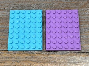 3x Lego base plate Building Board 6 x 8 Studs Light Blue or Lilac Lavender - Picture 1 of 1