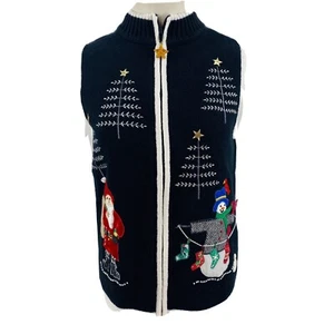 Suéter Joy Designers Originals Mujer Talla S Negro Invierno Vacaciones Cremallera Frontal U15 - Imagen 1 de 8