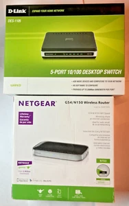 Netgear G54-N150 Wireless Router & D-Link DES-1105 5-Port Desktop Switch EX! - Bild 1 von 10