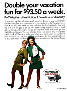 NATIONAL CAR RENTAL—CHEVY IMPALA—RENTAL AGENTS—ORIGINAL 1970 MAGAZINE PRINT AD - Picture 1 of 1