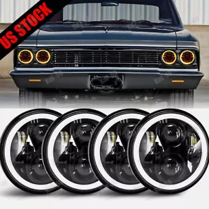 4PCS 5-3/4" 5.75" LED Headlights Hi/Lo w/DRL For Lincoln Continental 1958-1979 , - Picture 1 of 10