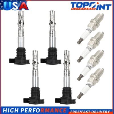 4* Ignition Coil & Iridium Spark Plug For Audi A4 Audi TT Quattro 1.8L 2001-2006 - Image 1 of 4
