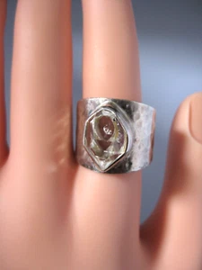 Vintage blue turtles sterling silver 925 quartz crystal unisex ring (11 gram) - Picture 1 of 10