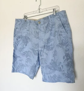 Linen Blend Mens Shorts Paradise Collection Size 40 Blue Hawaiian Tropical - Picture 1 of 9