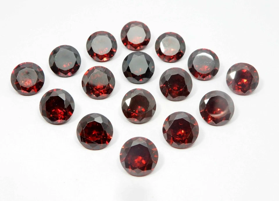 Red Garnet 7 mm Calibrated Round Cut ,Lab Created Loose Gemstone 100 Pcs - Image 1 of 4