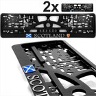2x Black Number Plate Surrounds Holder Chrome SCOTLAND gel SCO Flag Coat of Arms