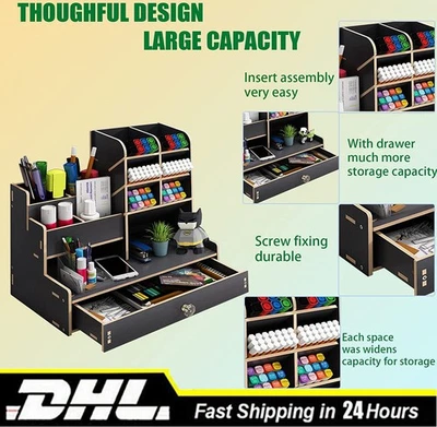 Schreibtisch Organizer aus Holz Büro Organizer Dokumentenablage Stifthalter DE - Bild 1 von 4