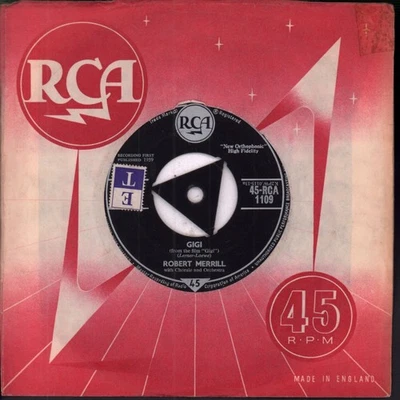 Robert Merrill Gigi 7" vinyl UK Rca 1959 3 prong tri centre label design in - Image 1 of 2