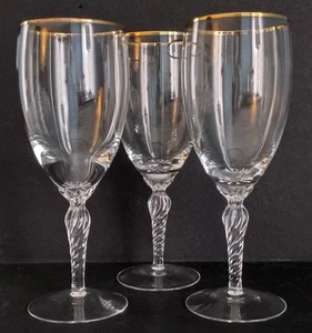 Lenox Monroe Gold Trim Iced Tea Crystal Clear Stemware Set Of 3 - Picture 1 of 7