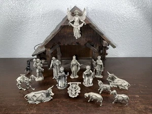 Belén vintage de peltre 16 piezas 3 Reyes Magos María Jesús Pastor ovejas + Más - Imagen 1 de 10