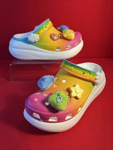 Care Bears Crocs Crush Clogs M6/W8  White Rainbow Jibbitz Light Up - Picture 1 of 6