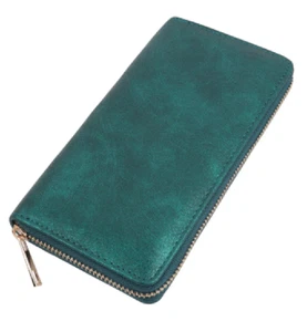 RIAH FASHION LEDER GELDBÖRSE MIT REISSVERSCHLUSS - TÜRKIS - Bild 1 von 7