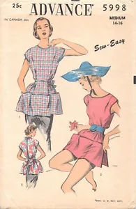 ADVANCE  5998 Misses' Apron Poncho Size Medium 14-16 1940s - Picture 1 of 2