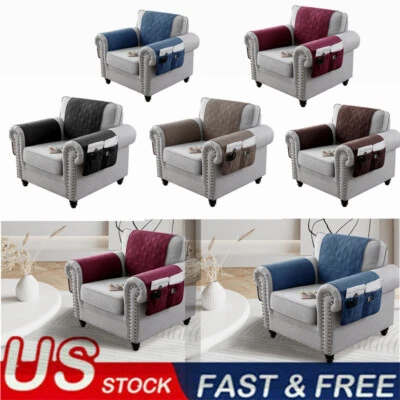 Recliner Slipcovers 3PCS Chair Arm Covers with Pockets Headrest Sofa Chair Cover - Image 1 of 4