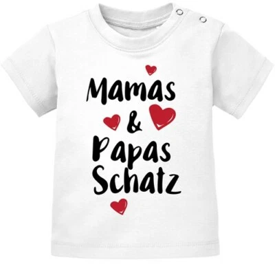 MOONWORKS Baby Kurzarm T-Shirt Mama's und Papa's Schatz Babyshirt Bio Baumwolle Jungen