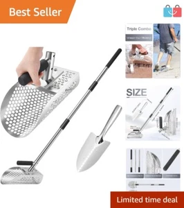 Heavy Duty Stainless Steel Sand Scoop with Ergonomic Long Handle - Ideal for ... - Picture 1 of 9