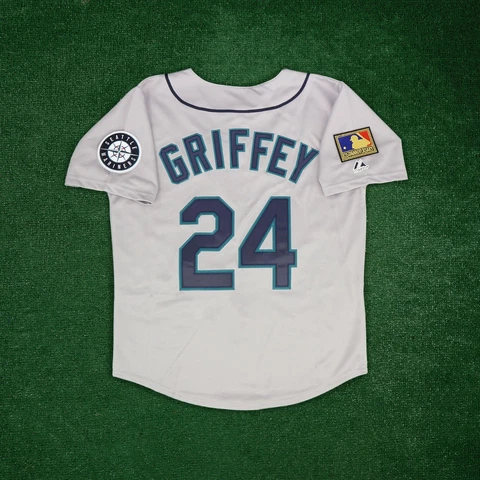 Ken Griffey Jr. 1994 Seattle Mariners Men's Road Grey Jersey w/ MLB 125th Patch Cover