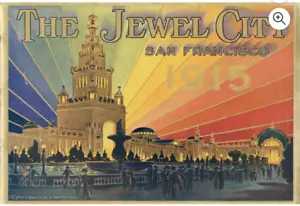 Poster originale d'epoca The Jewel City San Francisco 1915 Panama Pacific Expo - Foto 1 di 1