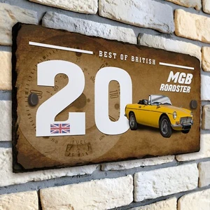 MGB Roadster House Number Slate Sign Car Garage Door Plaque Personalised CLS33 - Picture 1 of 6