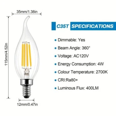 3.3W 40W Replacement Non Dimmable B11 Candelabra Day Light 8-Pack Bulbs 537 1037 - Image 1 of 4