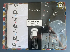 Friends XL 3 PC Pajama Shirt Pant Socks Sleep Set TV Series Gift Box NEW NIB - Picture 1 of 6