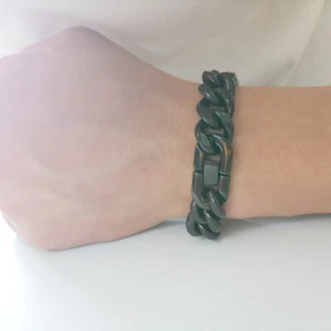 Men's black jewelry Cuban/Curb Link bracelet 15mm S.steel chain Unisex 6--12inch - Picture 1 of 5