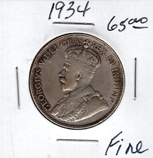 1934 Canada 50 Cents Silver Coin - Fine