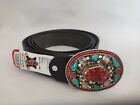Tibetan Silver Belt Buckle Leather waist trap Turquoise Coral Clasp, B46