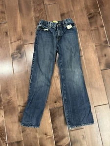Old Navy Boys Boot Cut Jeans Size 14 Blue Distressed Adjustable Waistbands - Picture 1 of 4