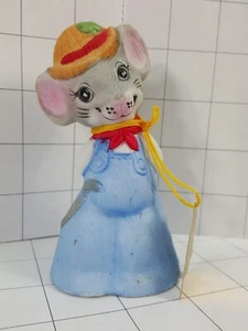 Jasco Critter Bells  Bisque Porcelain Mouse With blue overhauls. #394 - Picture 1 of 3