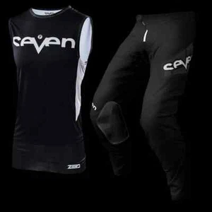 SEVEN ZERO STAPLE KIT OVER JERSEY / PANT BLACK WHITE ADULT MOTOCROSS FOX FLY FXR - Picture 1 of 5