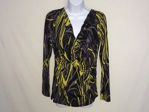 Miss Tina Cowl neck ruched top black yellow Size options - Picture 1 of 3