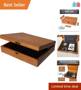 Portable Antique-Style Wood Keepsake Box with Velvet Lining & Brass Closure - Picture 1 of 11