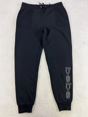 Pantalones deportivos Bebe negros con logotipo bordado con cordón para mujer medianos Foto 1 de 4