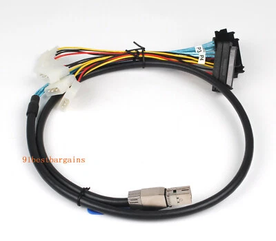 Mini SAS SFF-8644 to 4X SFF-8482 Internal HD Cable with SATA Power 1M/3ft - Image 1 of 4